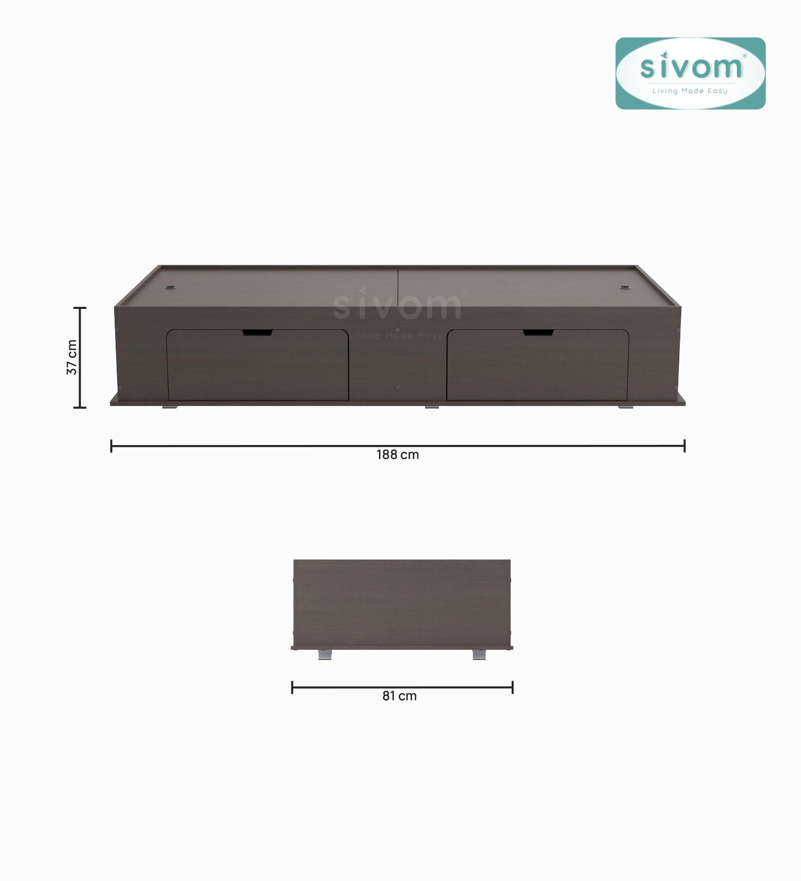 Sivom SIVOM Cyprus Multipurpose Diwan/Single Bed with Storage Engineered Wood Single Box Bed for Modern Homes | Elegant Design & Premium Finish