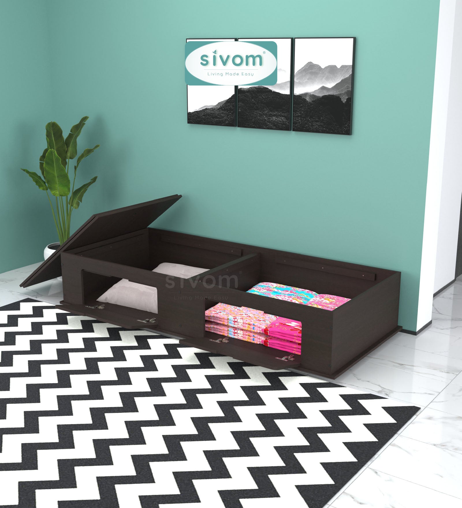 Sivom SIVOM Cyprus Multipurpose Diwan/Single Bed with Storage Engineered Wood Single Box Bed for Modern Homes | Elegant Design & Premium Finish