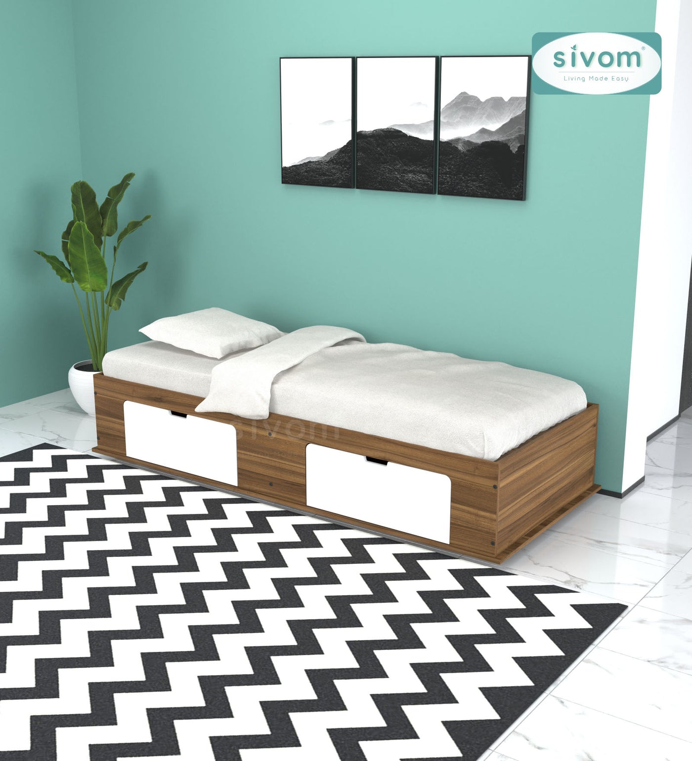 SIVOM Cyprus Multipurpose Diwan/Single Bed with Storage Engineered Wood Single Box Bed for Modern Homes | Elegant Design & Premium Finish