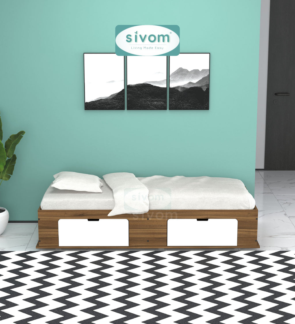 Sivom SIVOM Cyprus Multipurpose Diwan/Single Bed with Storage Engineered Wood Single Box Bed for Modern Homes | Elegant Design & Premium Finish