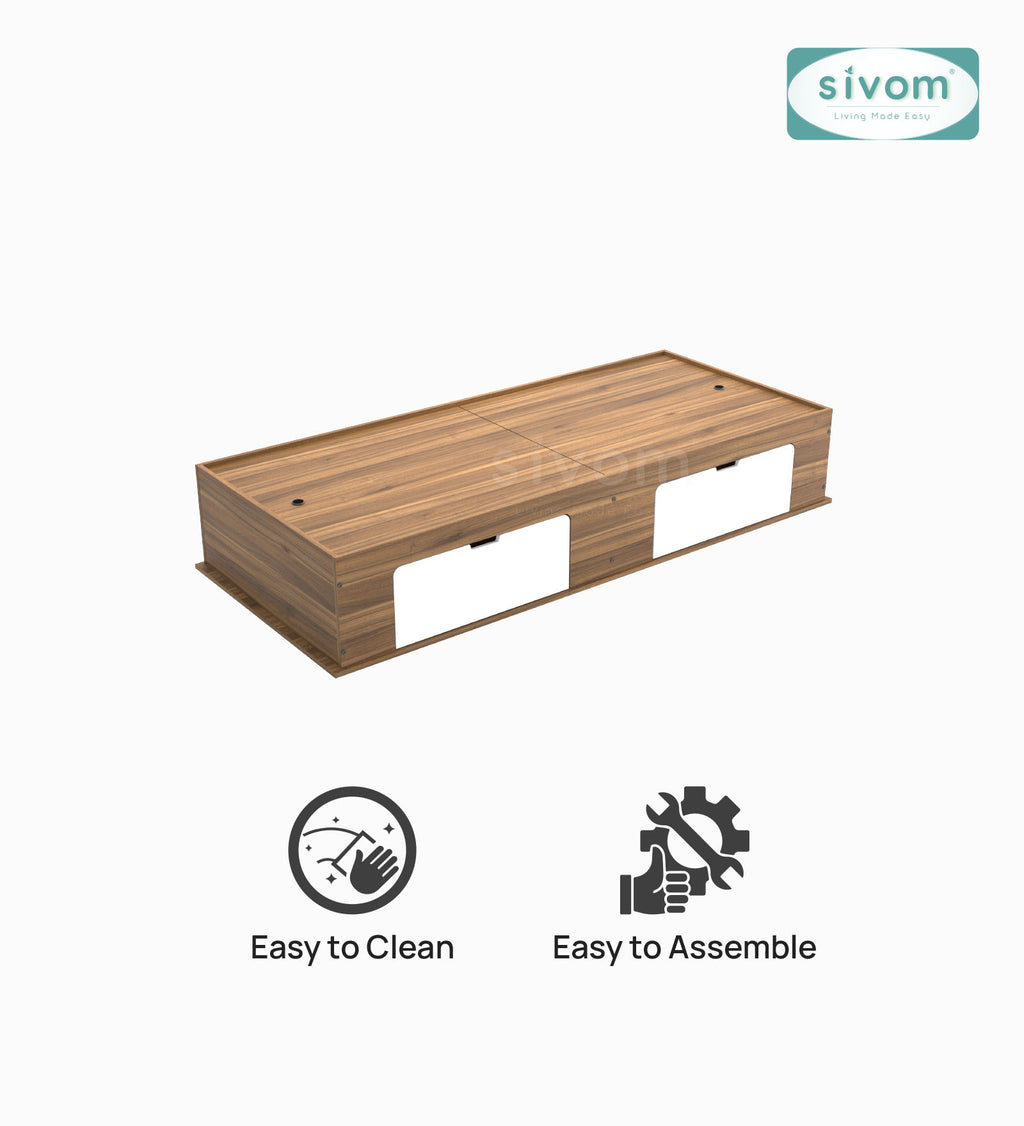 Sivom SIVOM Cyprus Multipurpose Diwan/Single Bed with Storage Engineered Wood Single Box Bed for Modern Homes | Elegant Design & Premium Finish