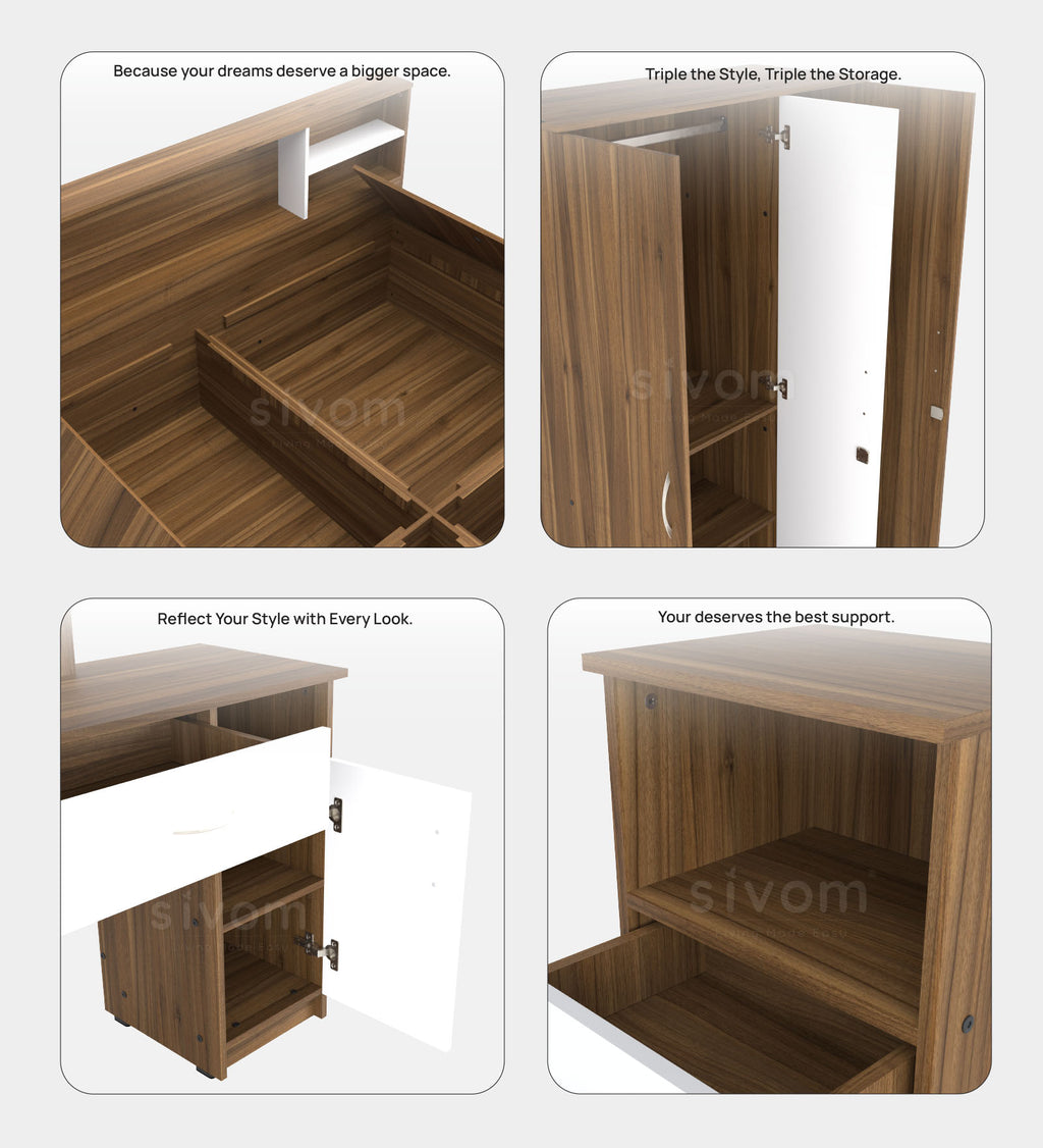 Sivom furniture Darkstar King With Storage Bedroom Combo