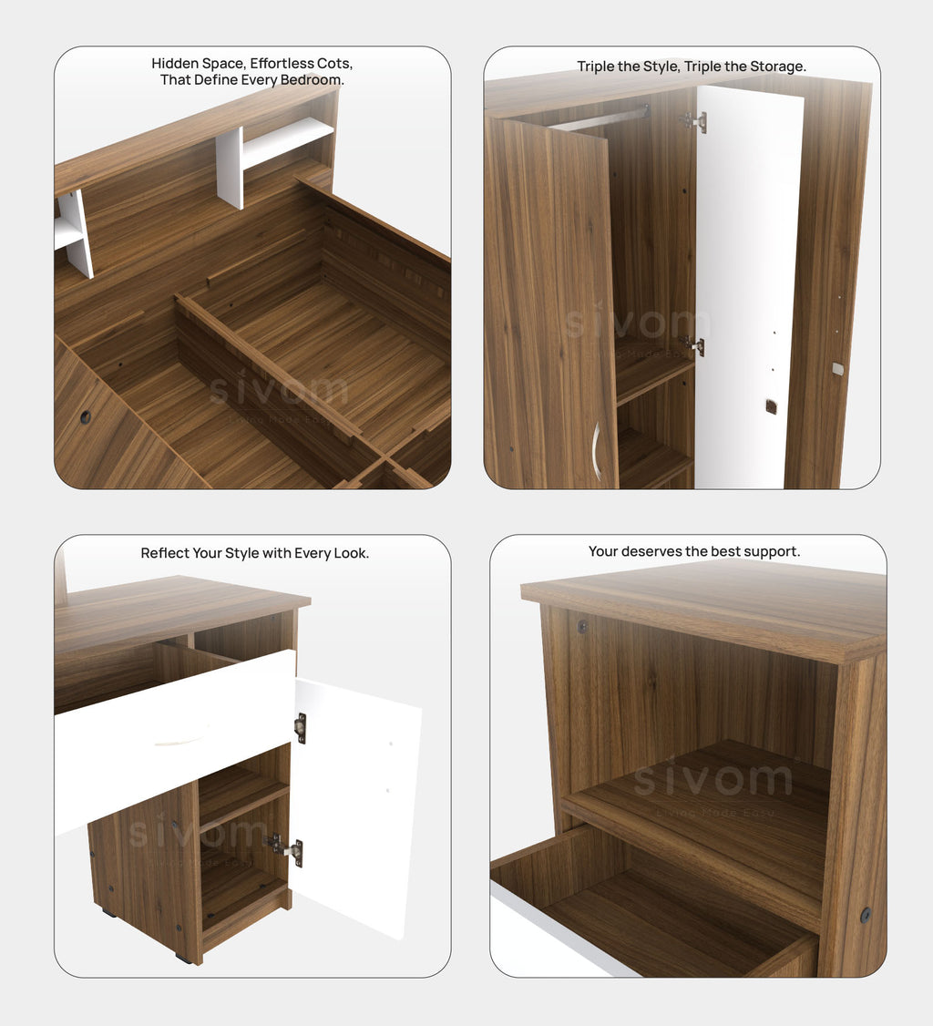 Sivom furniture Darkstar Queen With Storage Bedroom Combo