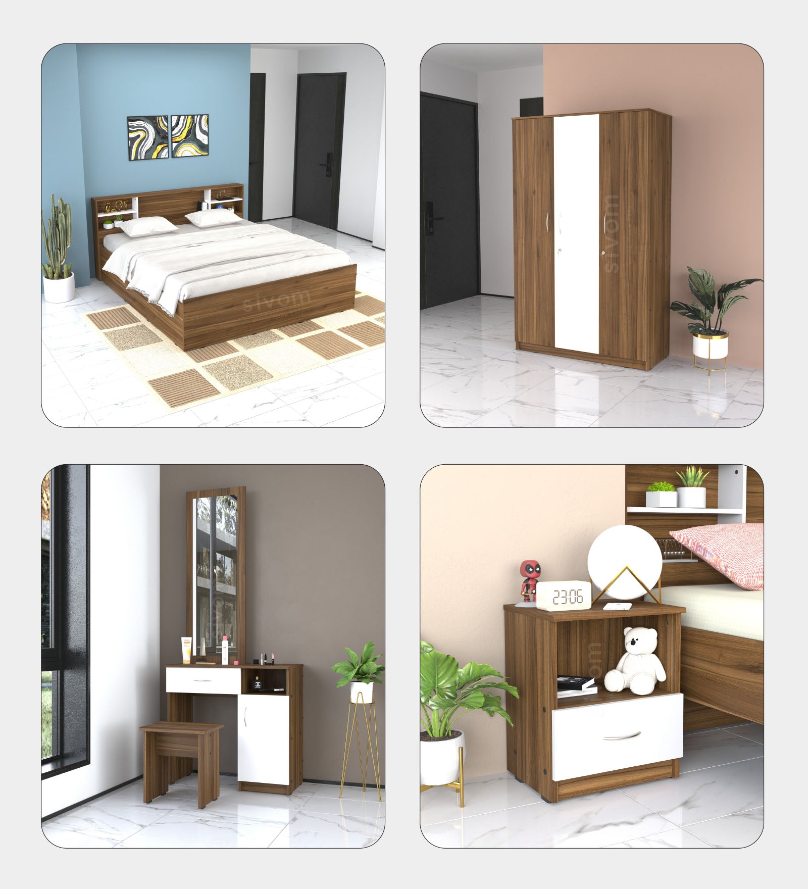 Sivom furniture Darkstar King With Storage Bedroom Combo