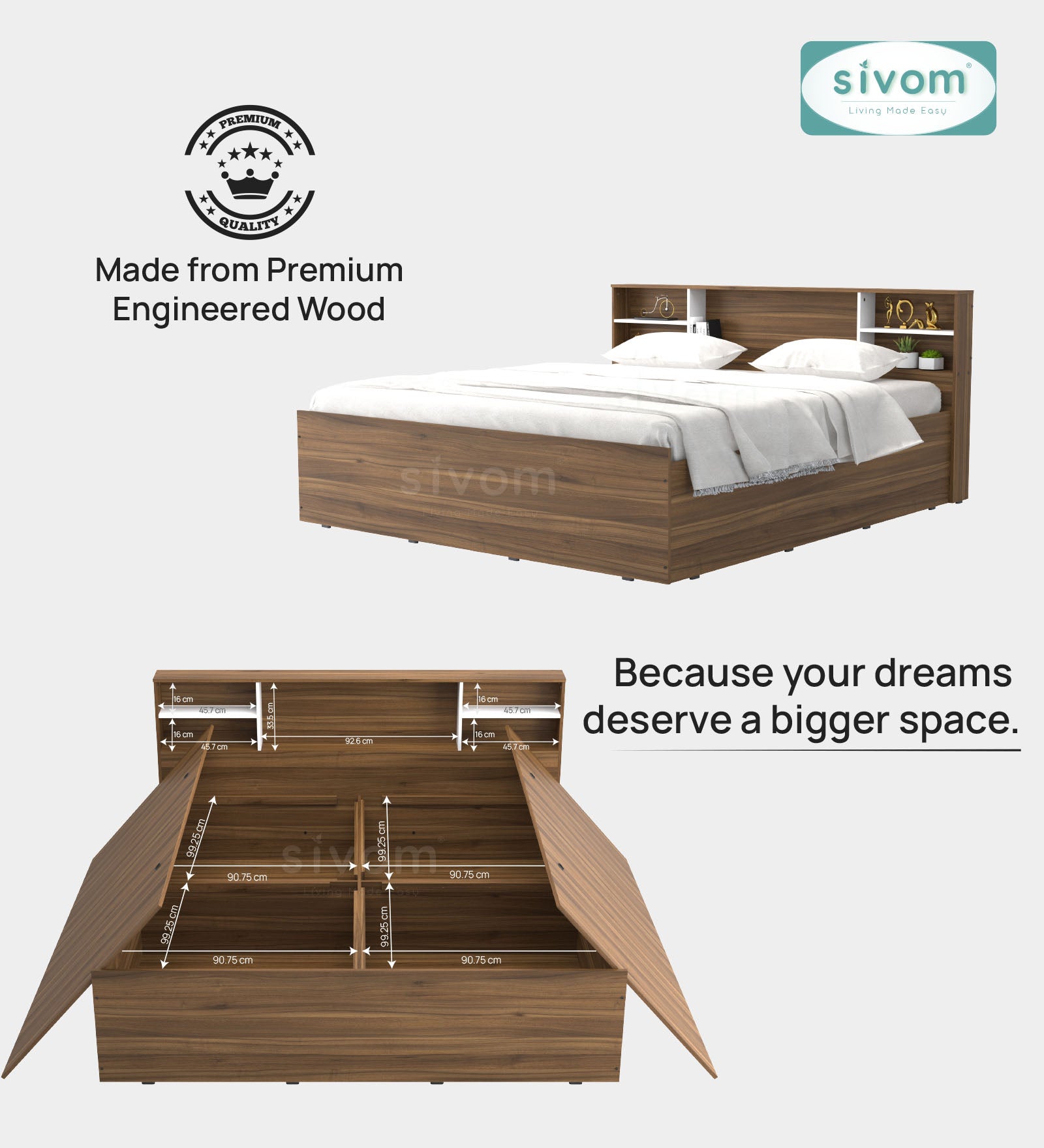 Sivom furniture Darkstar King With Storage Bedroom Combo