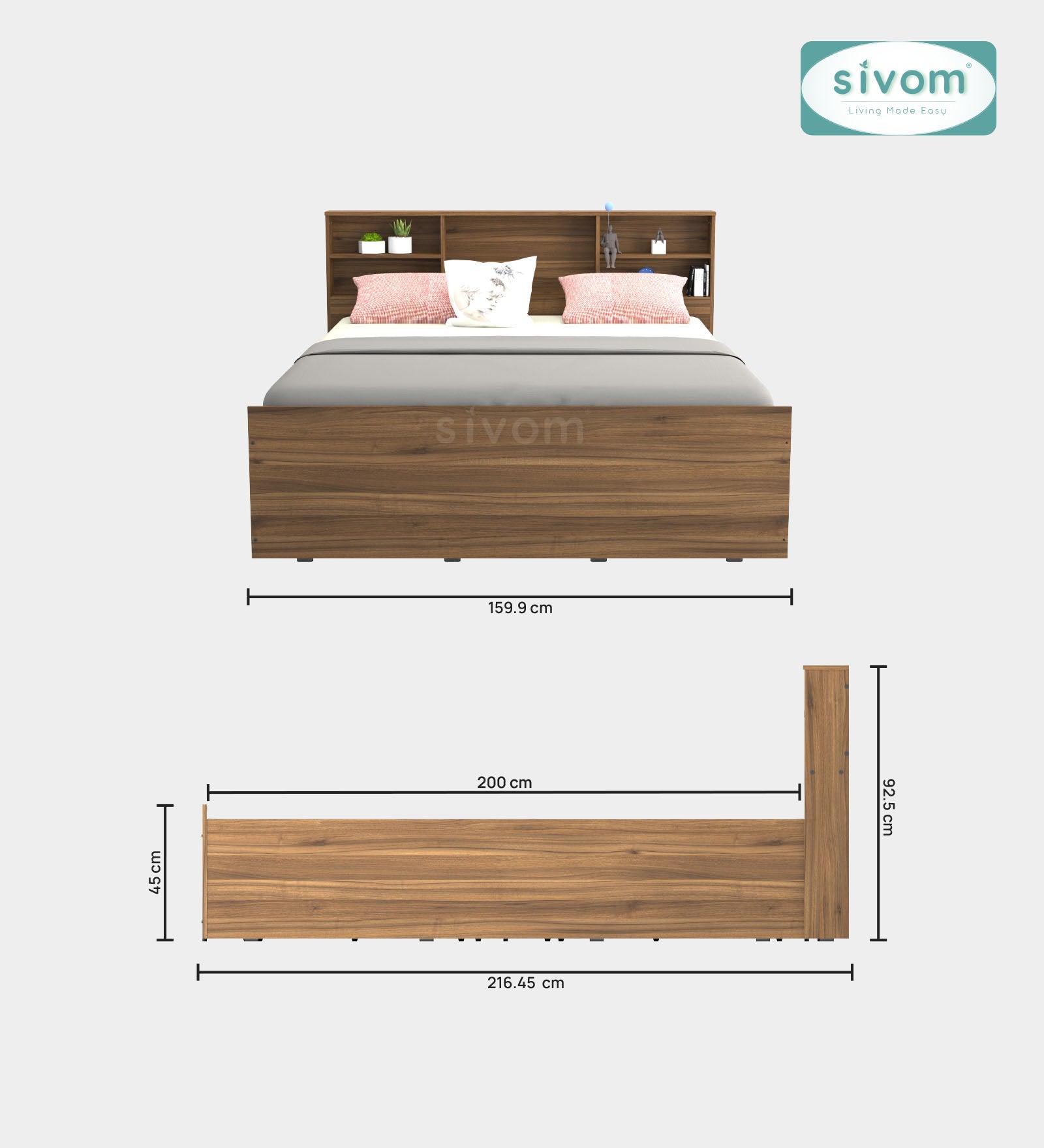 Sivom furniture Darkstar Queen With Storage Bedroom Combo