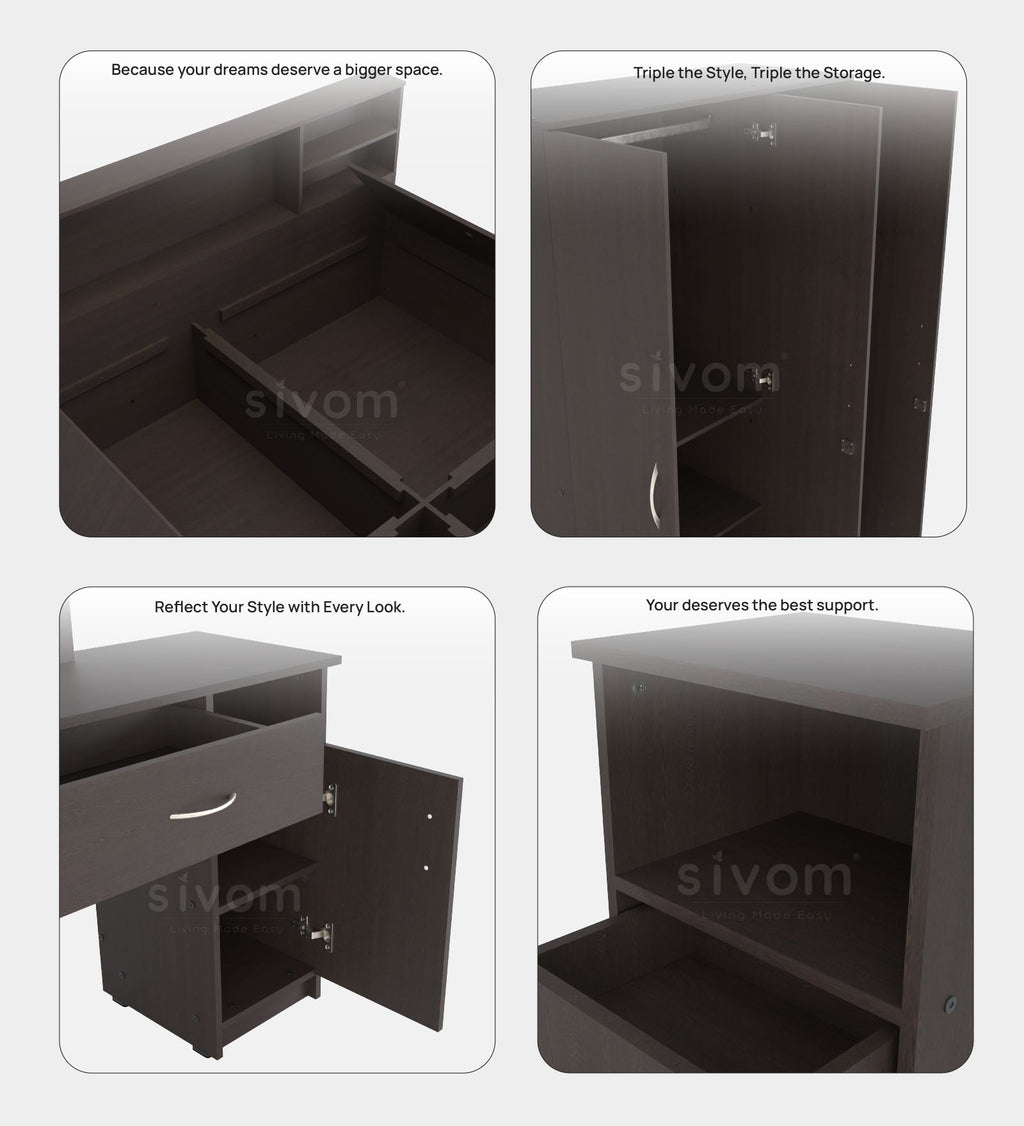 Sivom furniture Darkstar King With Storage Bedroom Combo