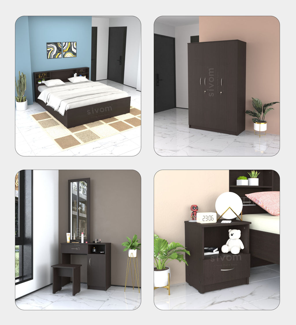 Sivom furniture Darkstar King With Storage Bedroom Combo