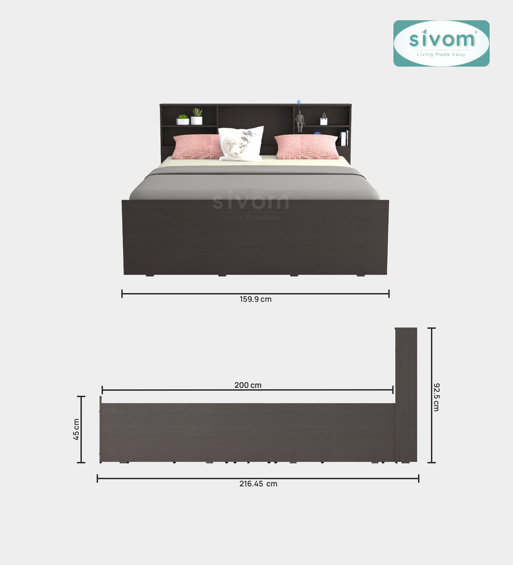 Sivom furniture Darkstar Queen With Storage Bedroom Combo