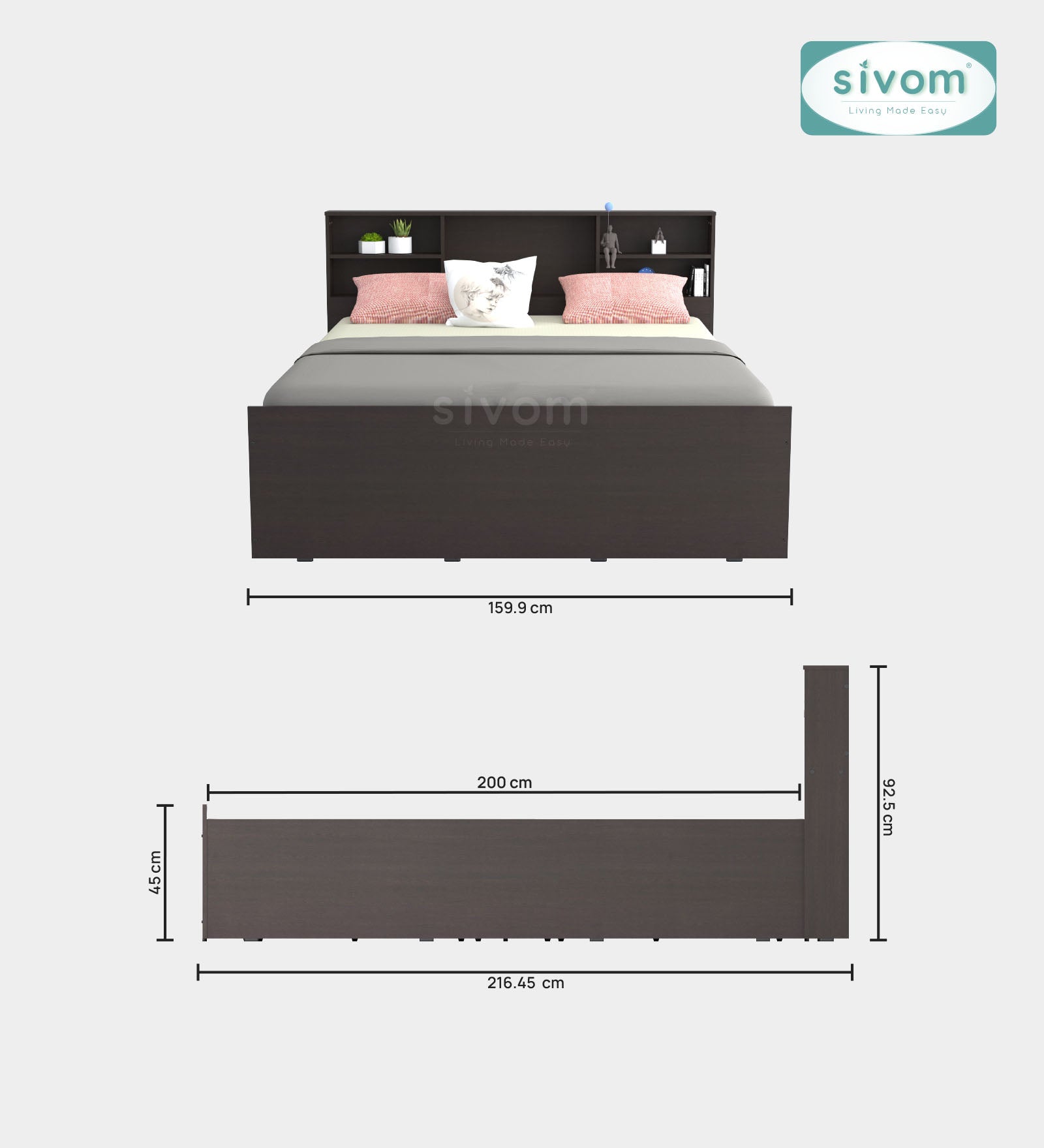 Sivom furniture Darkstar Queen With Storage Bedroom Combo