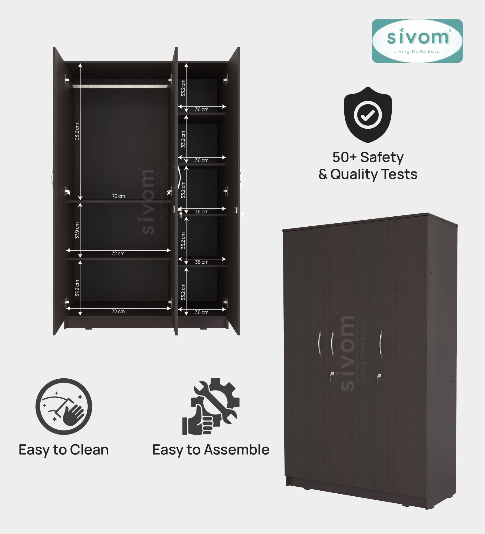 Sivom furniture Darkstar Queen With Storage Bedroom Combo
