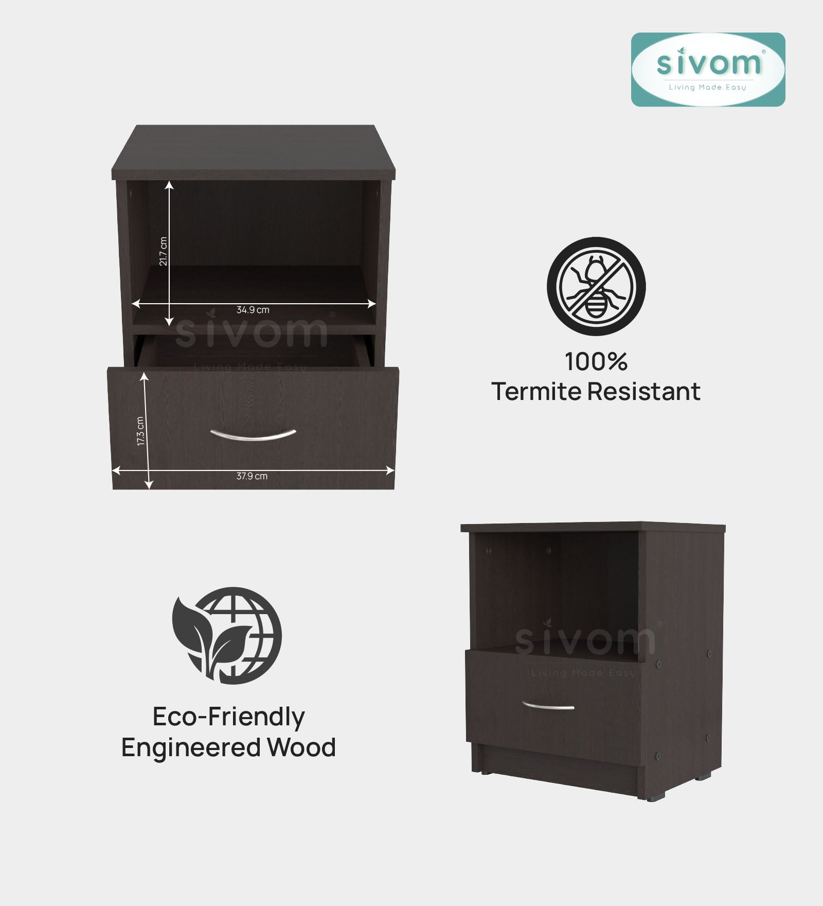 Sivom furniture Darkstar King With Storage Bedroom Combo