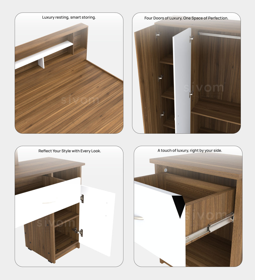 Sivom furniture Darwin Queen With Storage Bedroom Combo
