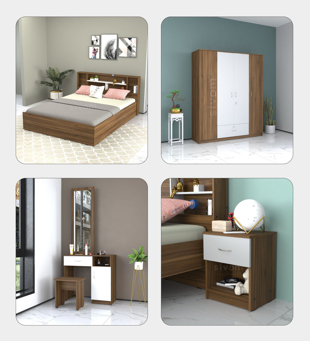 Sivom furniture Darwin Queen With Storage Bedroom Combo