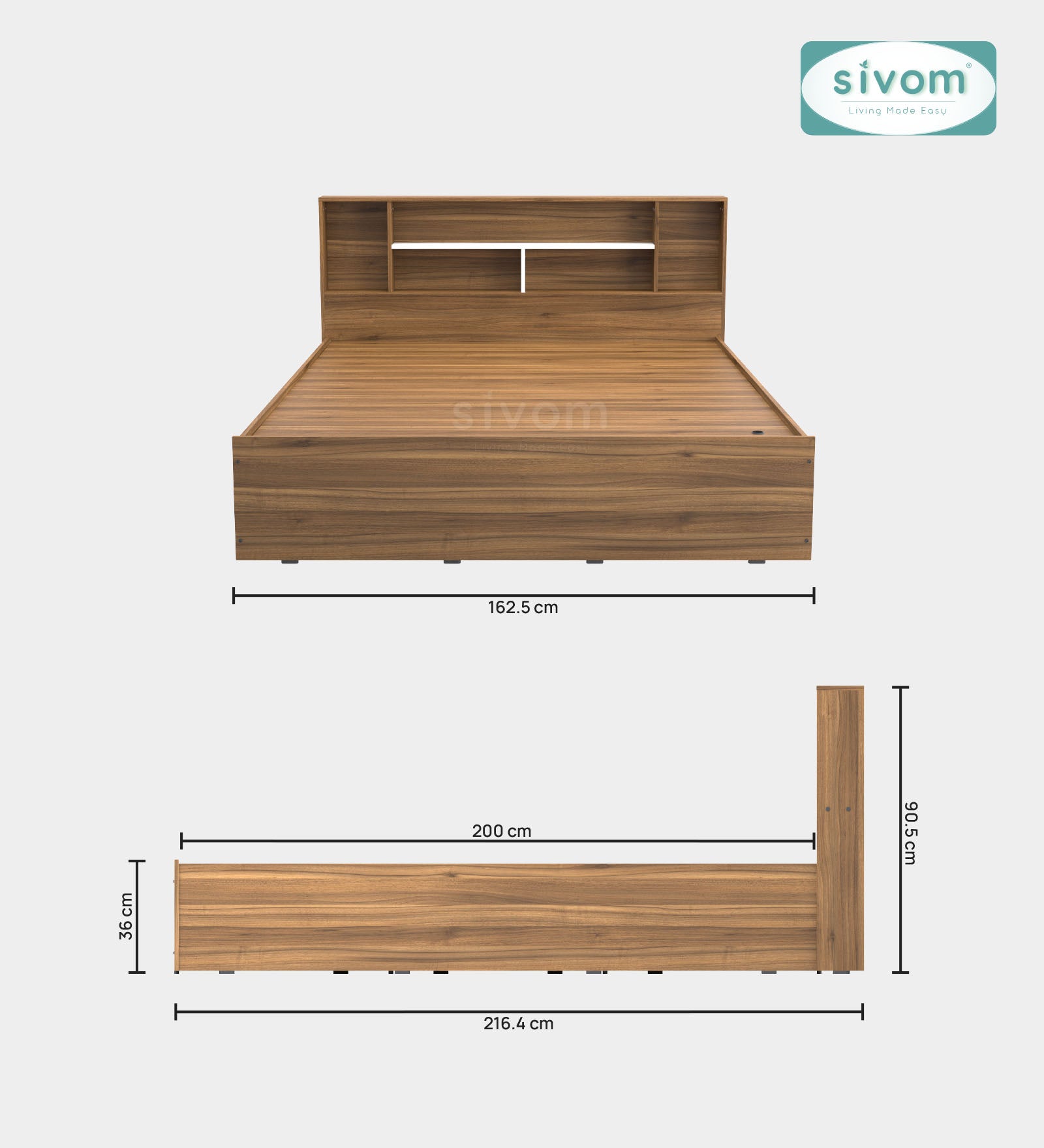 Sivom furniture Darwin Queen With Storage Bedroom Combo