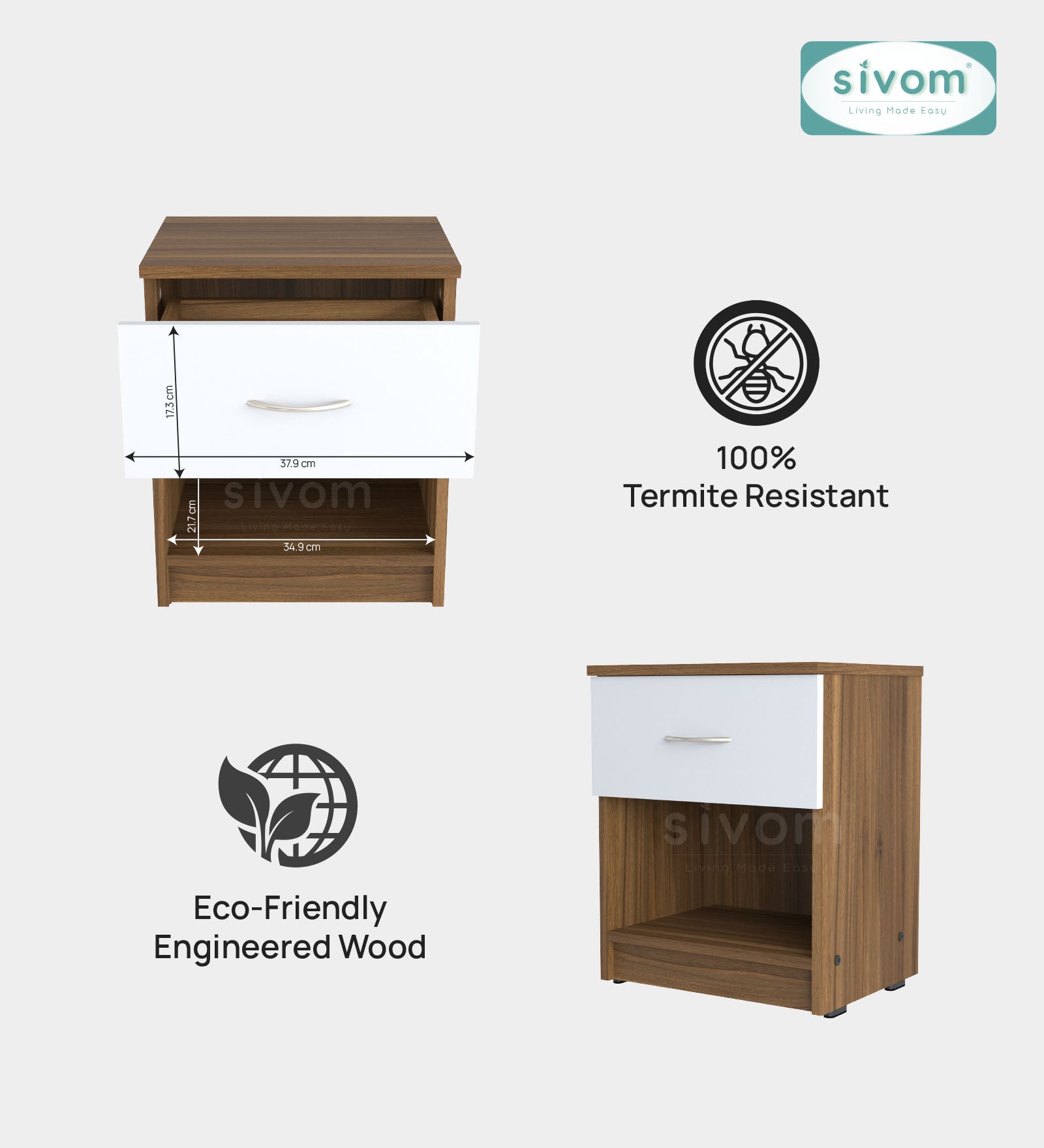 Sivom furniture Darwin Queen With Storage Bedroom Combo