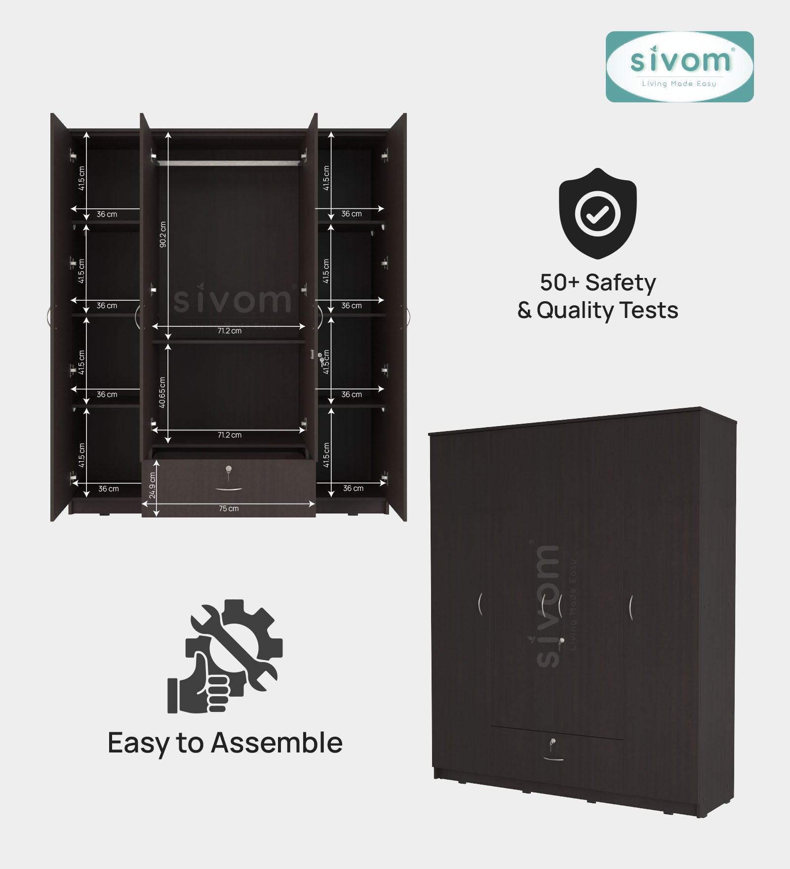 Sivom furniture Darwin Queen With Storage Bedroom Combo