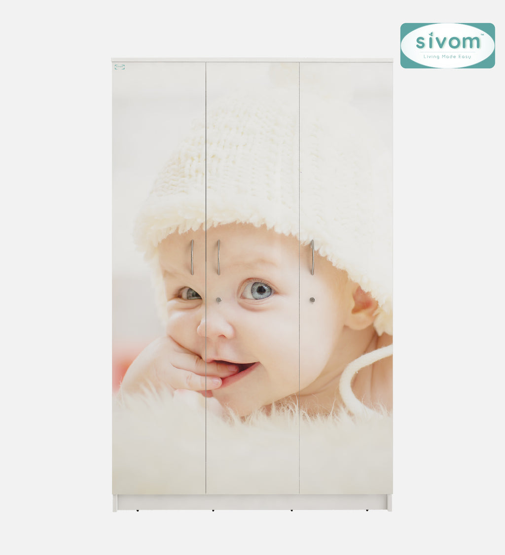 Sivom SIVOM Desire Digital Printed Multipurpose 3 Door Wardrobe / Spacious Shelves with Hanging Rail Engineered Wood 3 Door Wardrobe for Modern Homes | Elegant Design & Premium Finish