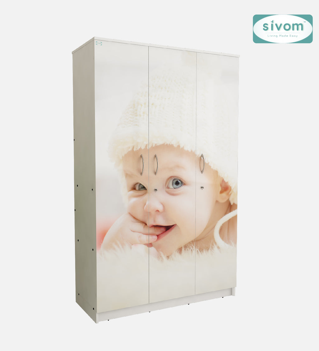 Sivom SIVOM Desire Digital Printed Multipurpose 3 Door Wardrobe / Spacious Shelves with Hanging Rail Engineered Wood 3 Door Wardrobe for Modern Homes | Elegant Design & Premium Finish