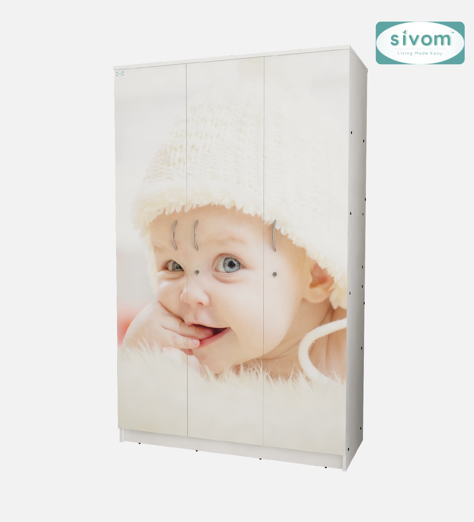 Sivom SIVOM Desire Digital Printed Multipurpose 3 Door Wardrobe / Spacious Shelves with Hanging Rail Engineered Wood 3 Door Wardrobe for Modern Homes | Elegant Design & Premium Finish