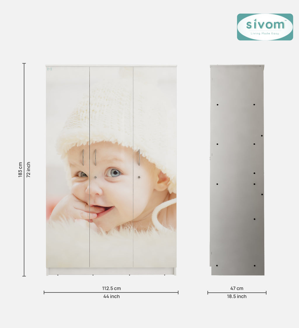 Sivom SIVOM Desire Digital Printed Multipurpose 3 Door Wardrobe / Spacious Shelves with Hanging Rail Engineered Wood 3 Door Wardrobe for Modern Homes | Elegant Design & Premium Finish