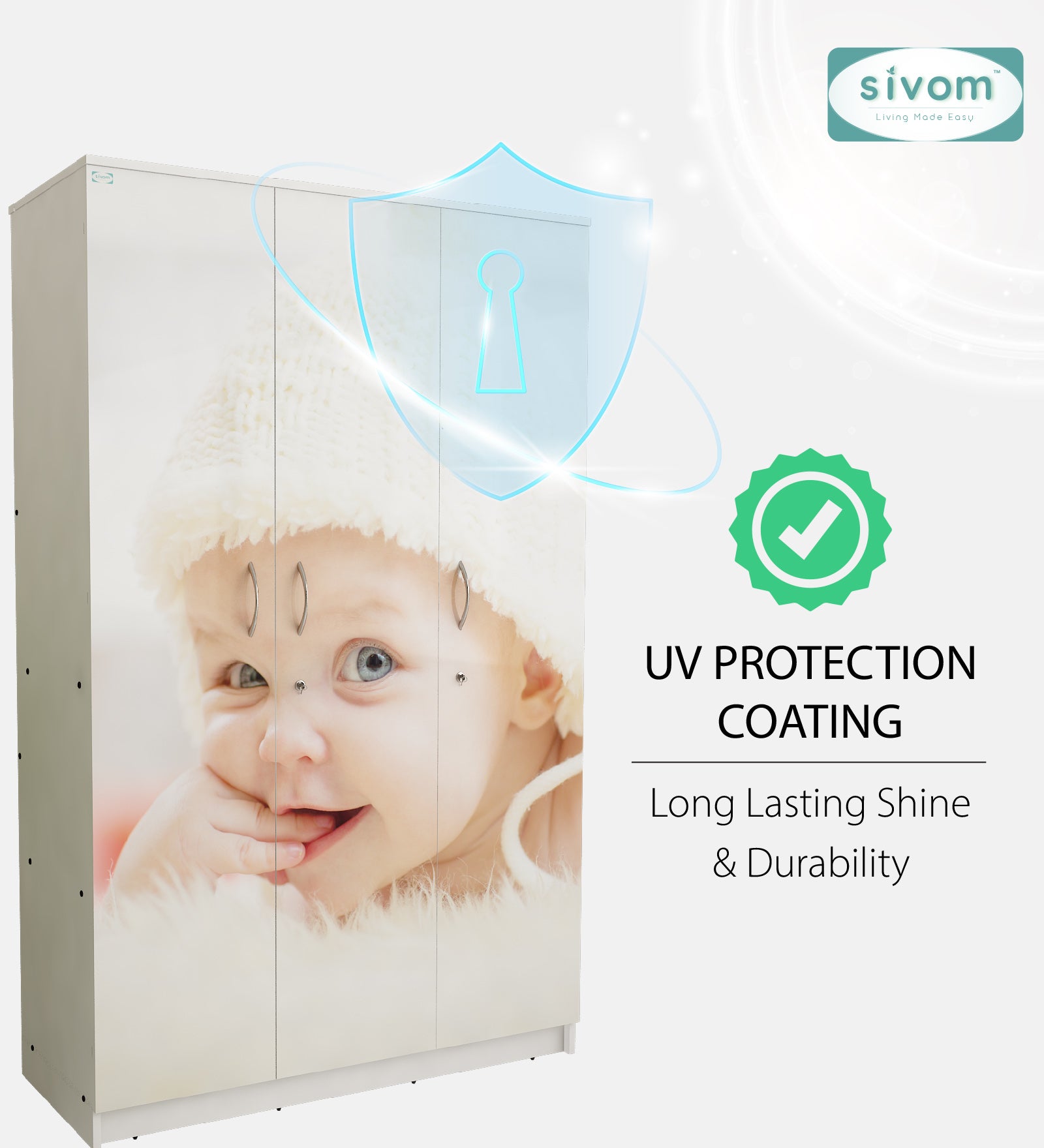 Sivom SIVOM Desire Digital Printed Multipurpose 3 Door Wardrobe / Spacious Shelves with Hanging Rail Engineered Wood 3 Door Wardrobe for Modern Homes | Elegant Design & Premium Finish