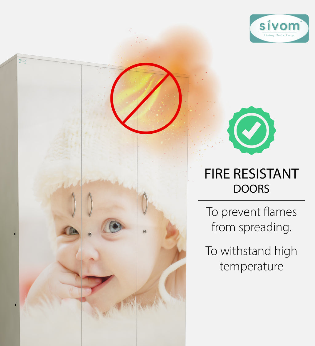 Sivom SIVOM Desire Digital Printed Multipurpose 3 Door Wardrobe / Spacious Shelves with Hanging Rail Engineered Wood 3 Door Wardrobe for Modern Homes | Elegant Design & Premium Finish