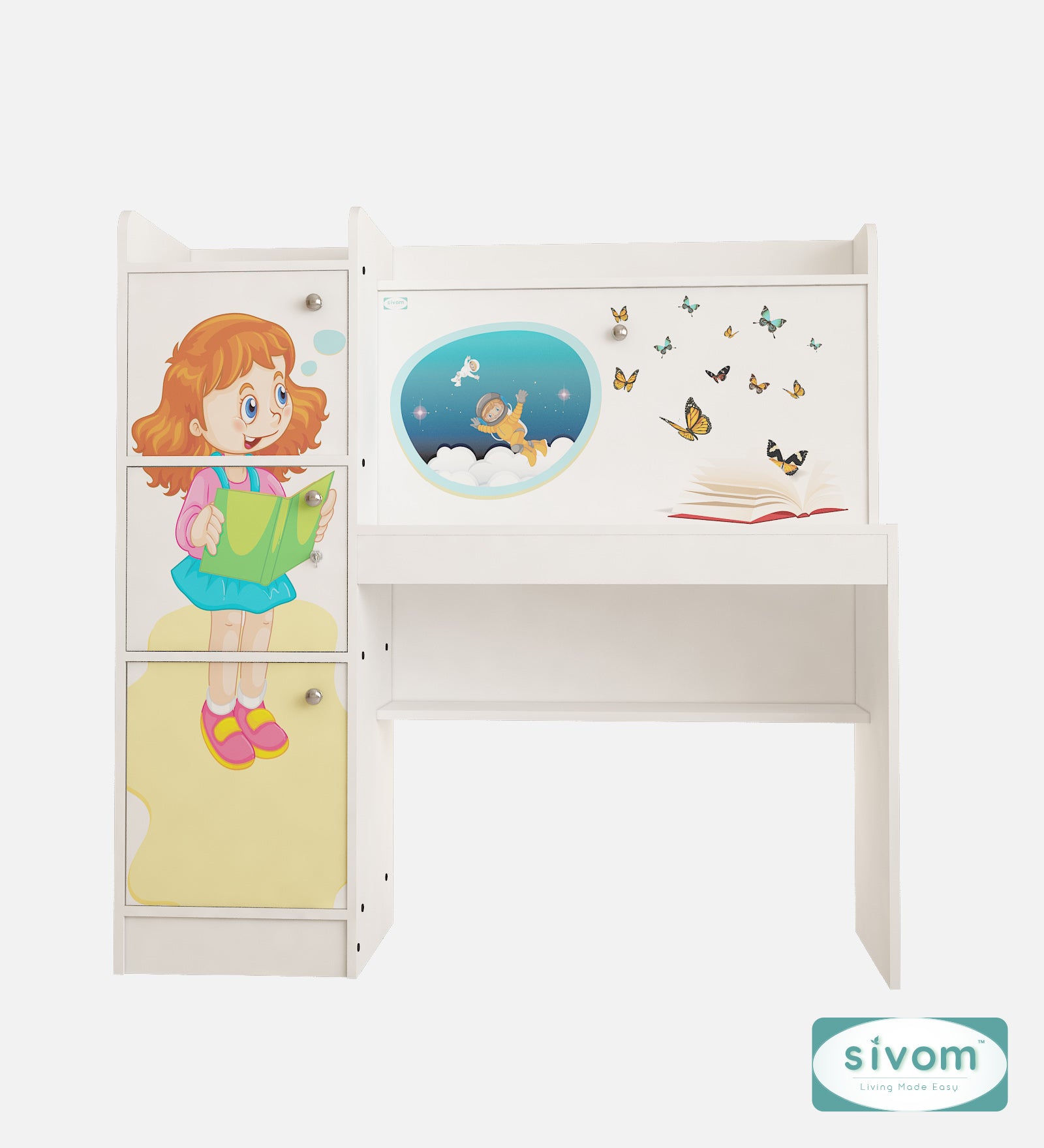 Sivom SIVOM Desky Digital Printed Multipurpose Study/Home/Office Table Engineered Wood Study Table (Free Standing, Finish Color , Knock Down) for Modern Homes | Elegant Design & Premium Finish