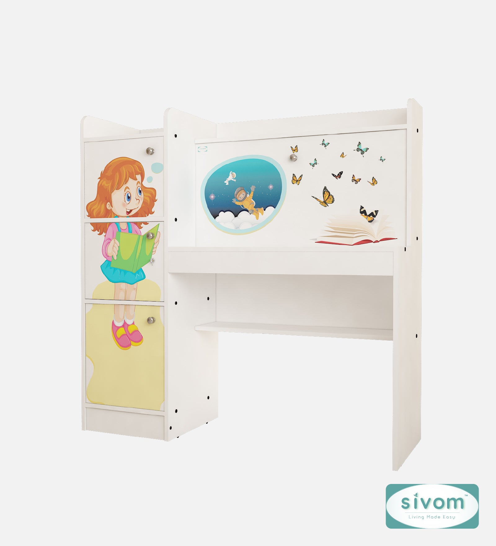 Sivom SIVOM Desky Digital Printed Multipurpose Study/Home/Office Table Engineered Wood Study Table (Free Standing, Finish Color , Knock Down) for Modern Homes | Elegant Design & Premium Finish