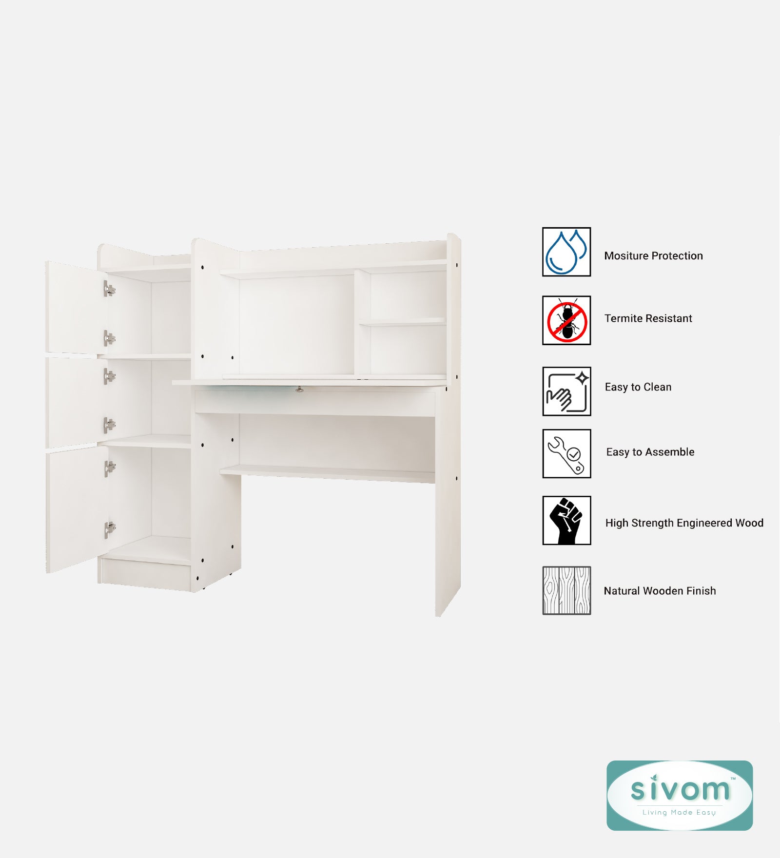 Sivom SIVOM Desky Digital Printed Multipurpose Study/Home/Office Table Engineered Wood Study Table (Free Standing, Finish Color , Knock Down) for Modern Homes | Elegant Design & Premium Finish
