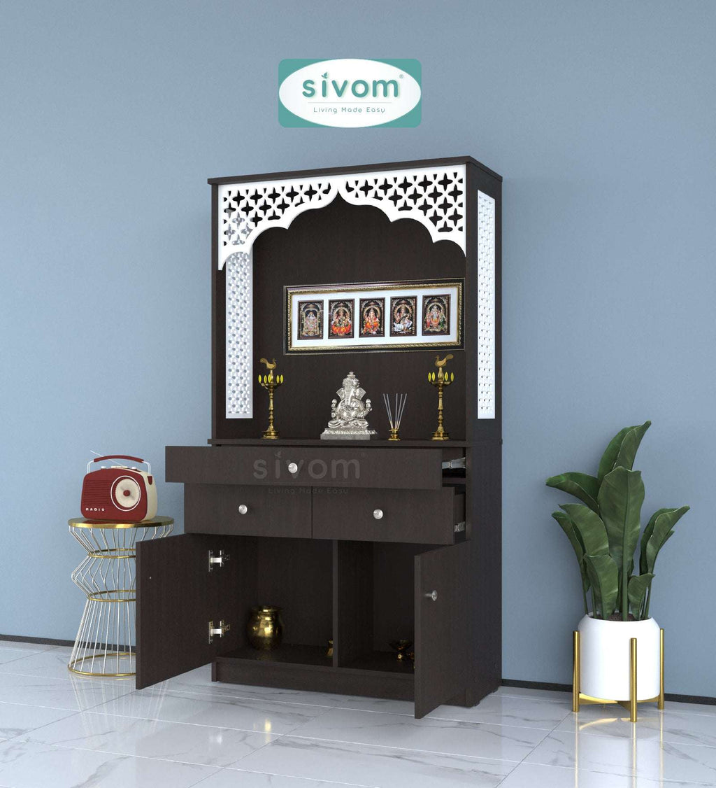Sivom SIVOM Dharshan Home Temple/Pooja Unit/Home Mandir/ Engineered Wood Home Temple (Height: 148, Knock Down) for Modern Homes | Elegant Design & Premium Finish