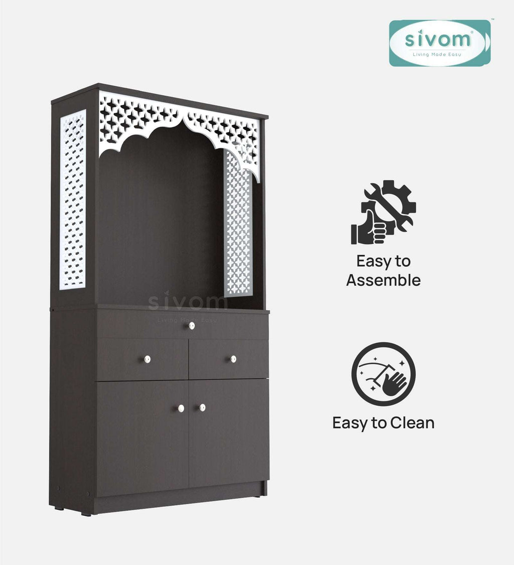 Sivom SIVOM Dharshan Home Temple/Pooja Unit/Home Mandir/ Engineered Wood Home Temple (Height: 148, Knock Down) for Modern Homes | Elegant Design & Premium Finish