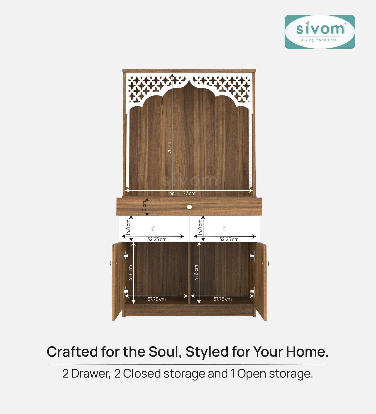 Sivom SIVOM Dharshan Home Temple/Pooja Unit/Home Mandir/ Engineered Wood Home Temple (Height: 148, Knock Down) for Modern Homes | Elegant Design & Premium Finish