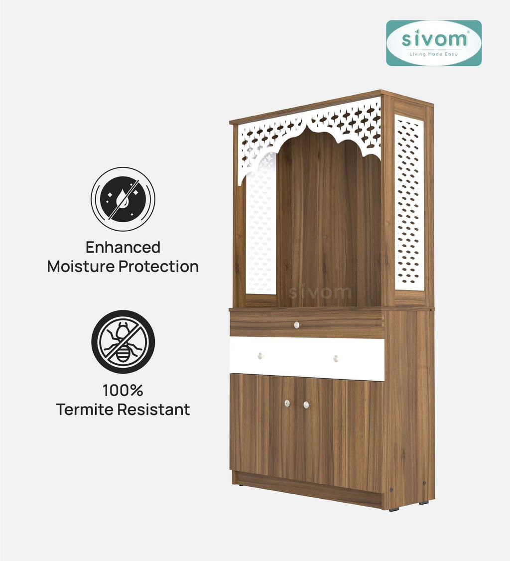 Sivom SIVOM Dharshan Home Temple/Pooja Unit/Home Mandir/ Engineered Wood Home Temple (Height: 148, Knock Down) for Modern Homes | Elegant Design & Premium Finish