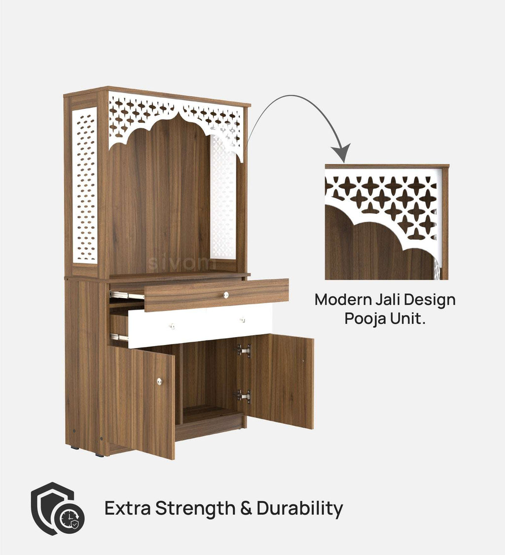 Sivom SIVOM Dharshan Home Temple/Pooja Unit/Home Mandir/ Engineered Wood Home Temple (Height: 148, Knock Down) for Modern Homes | Elegant Design & Premium Finish