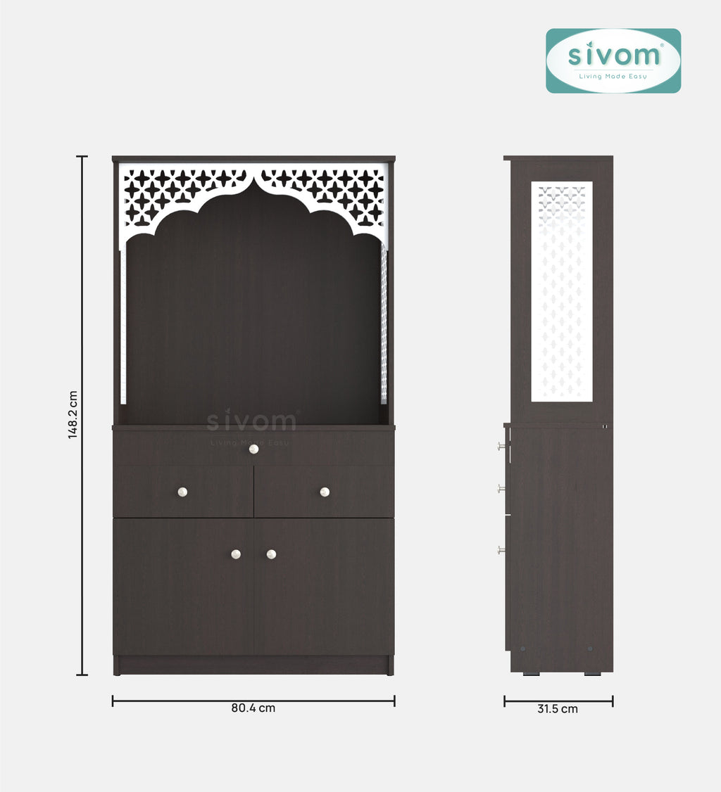 Sivom SIVOM Dharshan Home Temple/Pooja Unit/Home Mandir/ Engineered Wood Home Temple (Height: 148, Knock Down) for Modern Homes | Elegant Design & Premium Finish