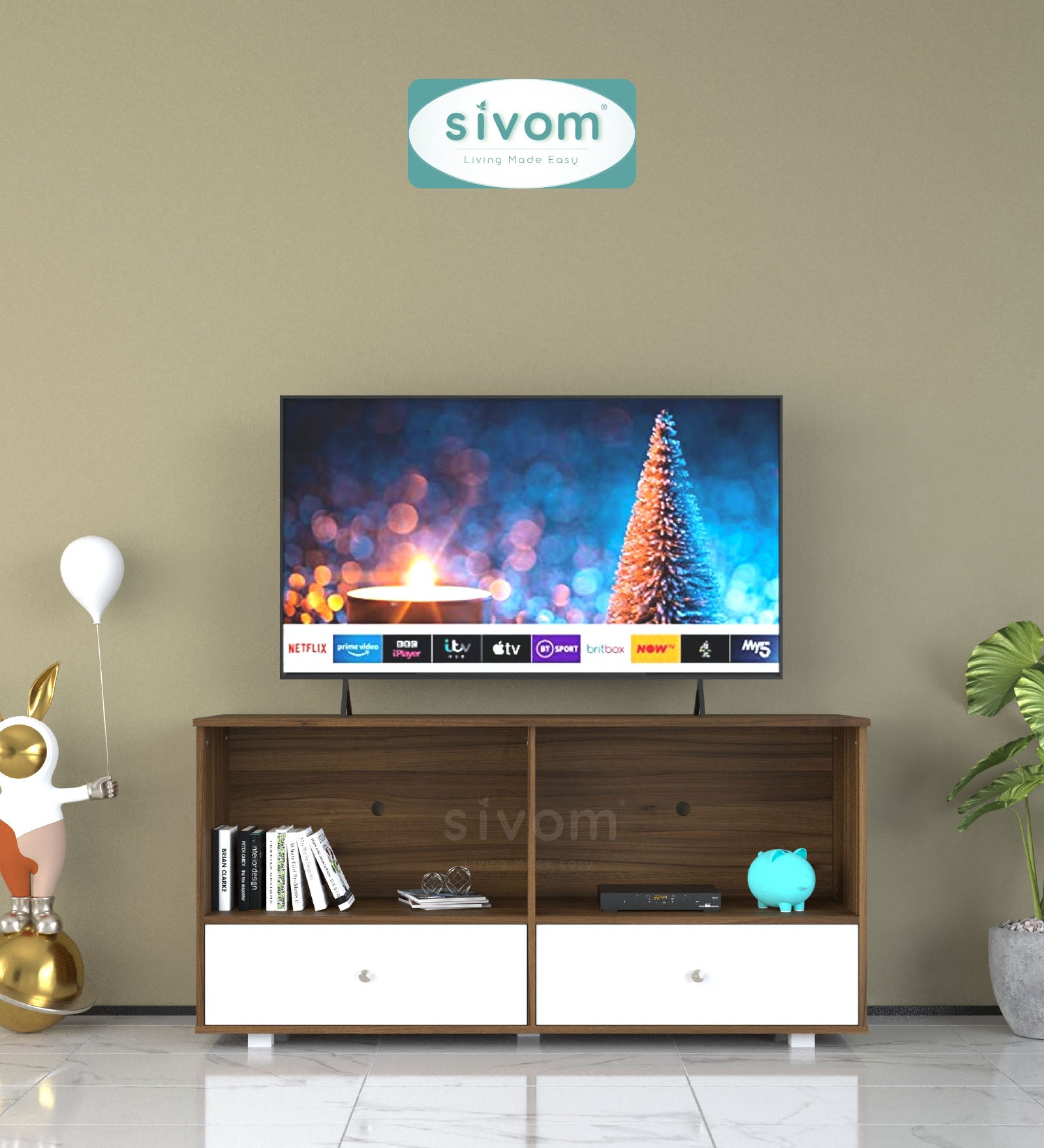 Sivom furniture SIVOM DOLLAR Multipurpose TV Unit fits upto 43 inch with Storage Engineered Wood TV Entertainment Unit for Modern Homes | Elegant Design & Premium Finish (Copy) (Copy)