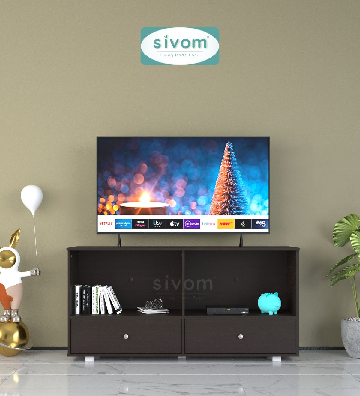 Sivom furniture SIVOM DOLLAR Multipurpose TV Unit fits upto 43 inch with Storage Engineered Wood TV Entertainment Unit for Modern Homes | Elegant Design & Premium Finish (Copy) (Copy)