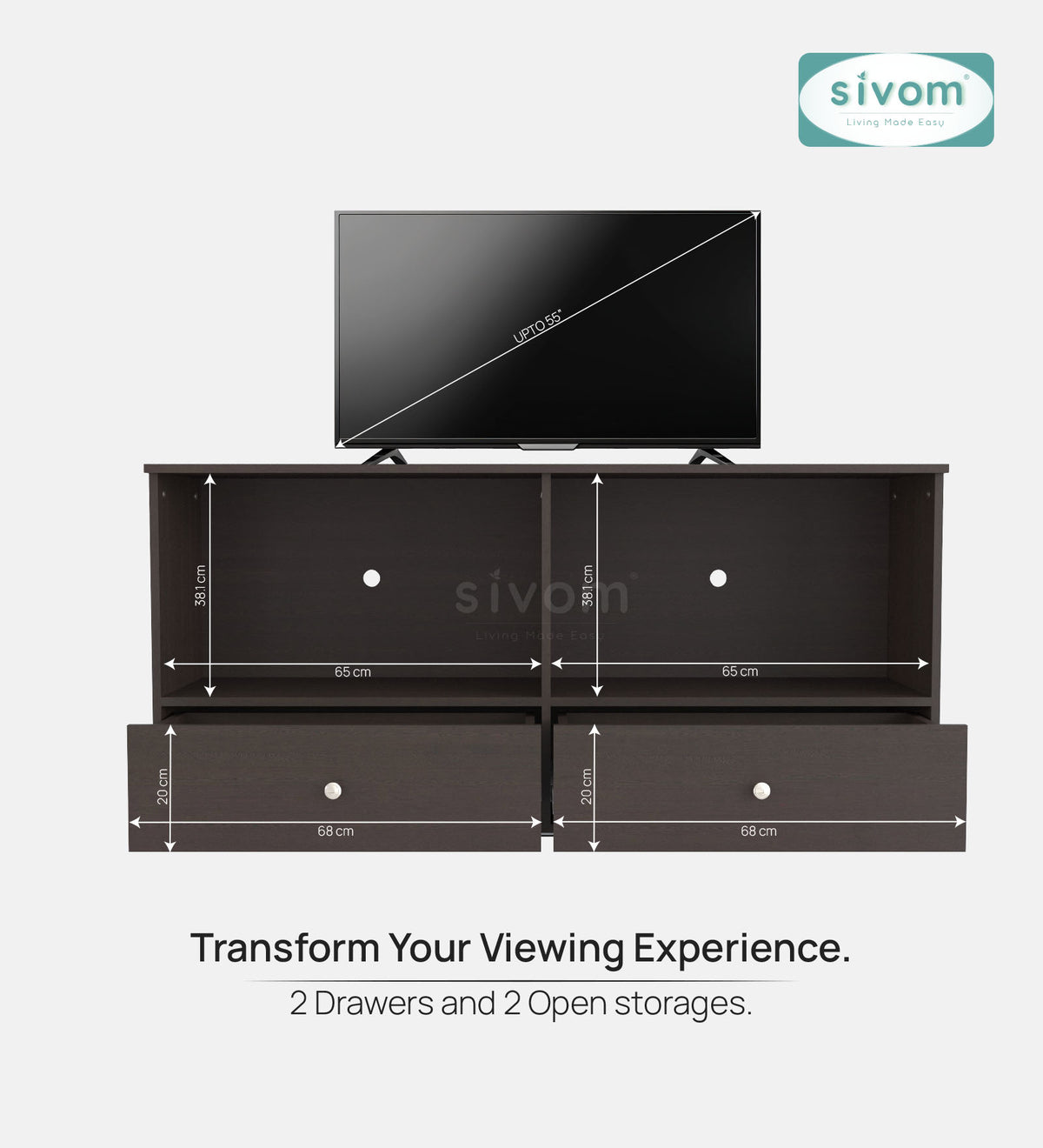 Sivom furniture SIVOM DOLLAR Multipurpose TV Unit fits upto 43 inch with Storage Engineered Wood TV Entertainment Unit for Modern Homes | Elegant Design & Premium Finish (Copy) (Copy)