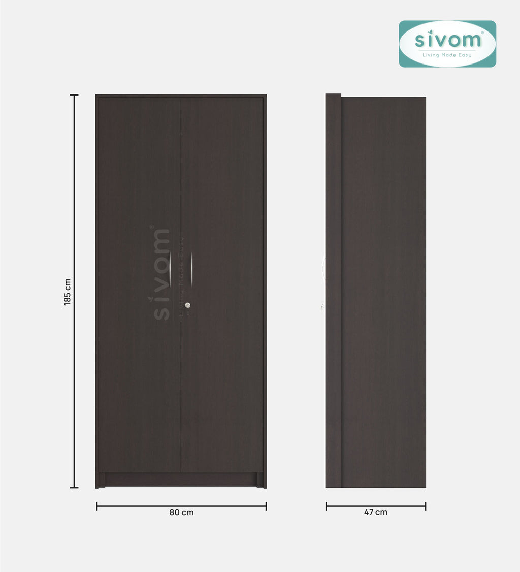 SIVOM Drogo Multipurpose 2 Door Wardrobe / Engineered Wood 2 Door Wardrobe for Modern Homes | Elegant Design & Premium Finish