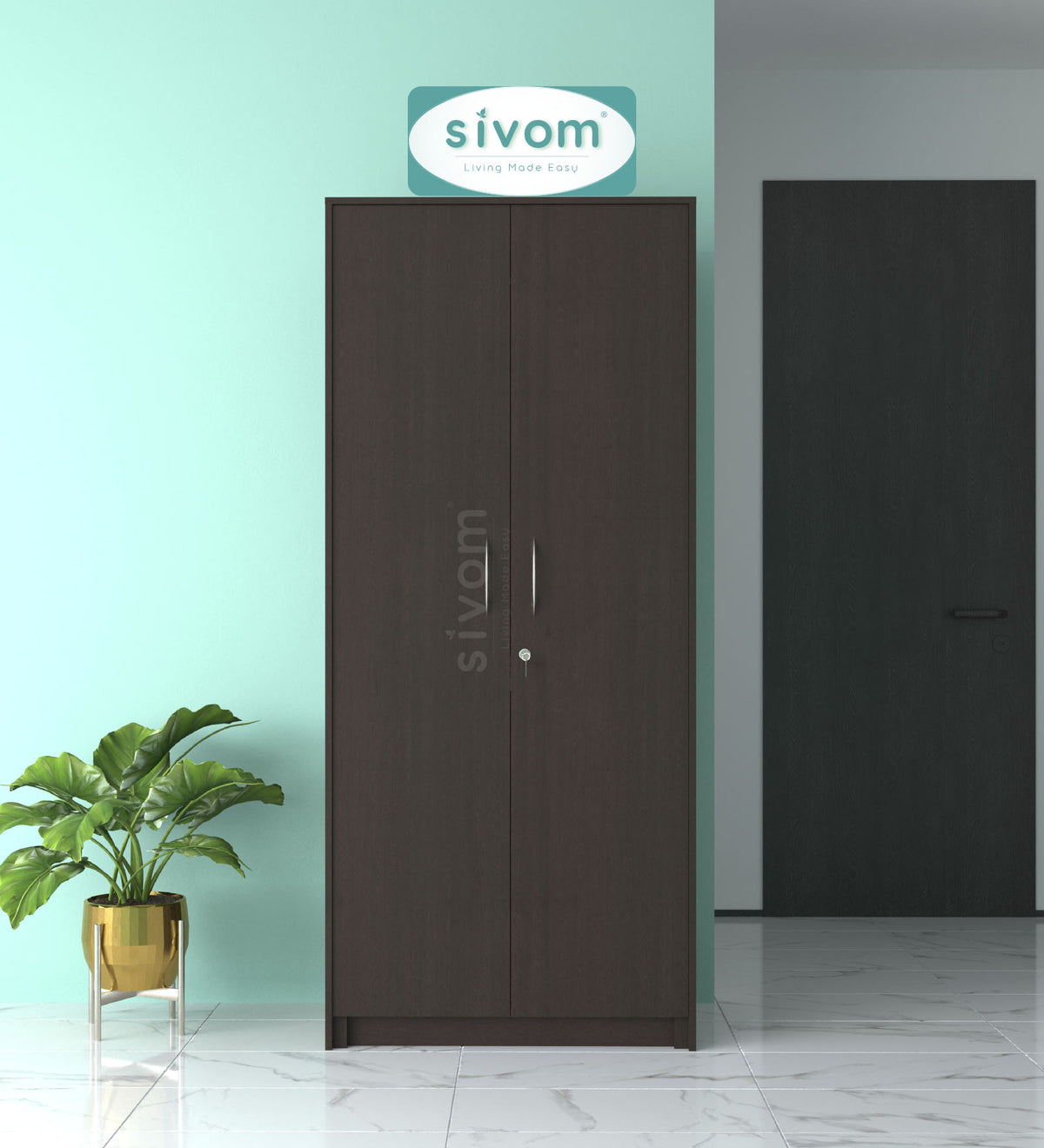 SIVOM Drogo Multipurpose 2 Door Wardrobe / Engineered Wood 2 Door Wardrobe for Modern Homes | Elegant Design & Premium Finish