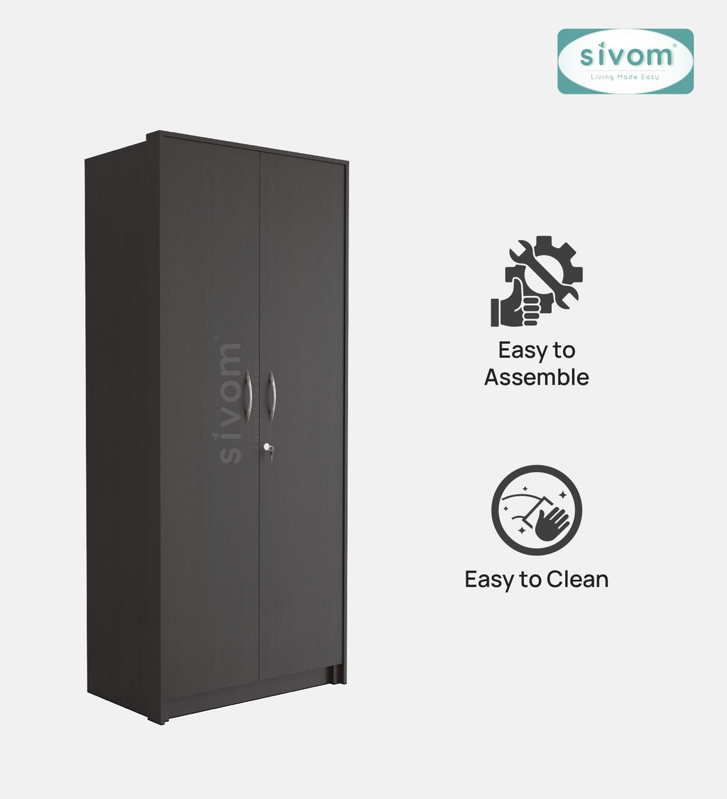 SIVOM Drogo Multipurpose 2 Door Wardrobe / Engineered Wood 2 Door Wardrobe for Modern Homes | Elegant Design & Premium Finish