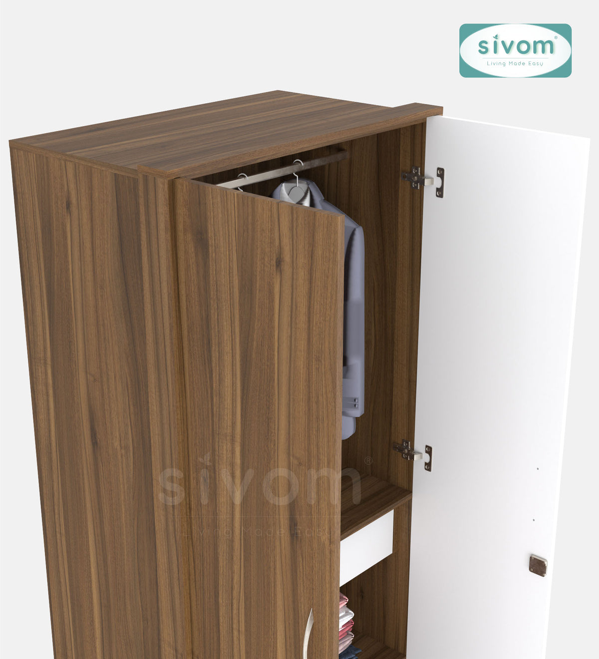SIVOM Drogo Multipurpose 2 Door Wardrobe / Engineered Wood 2 Door Wardrobe for Modern Homes | Elegant Design & Premium Finish
