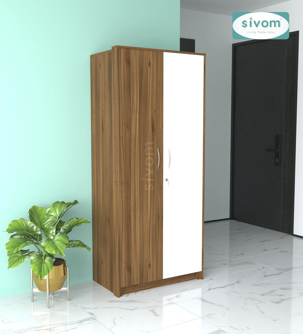 SIVOM Drogo Multipurpose 2 Door Wardrobe / Engineered Wood 2 Door Wardrobe for Modern Homes | Elegant Design & Premium Finish
