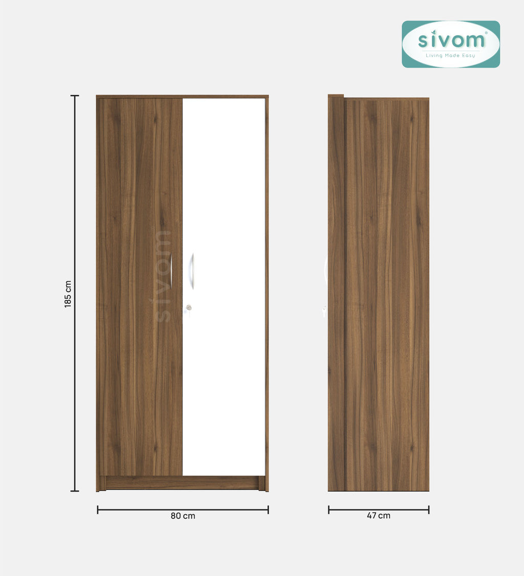 SIVOM Drogo Multipurpose 2 Door Wardrobe / Engineered Wood 2 Door Wardrobe for Modern Homes | Elegant Design & Premium Finish