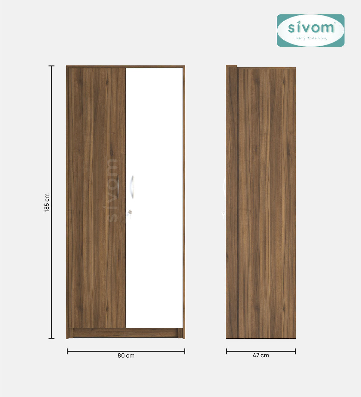 SIVOM Drogo Multipurpose 2 Door Wardrobe / Engineered Wood 2 Door Wardrobe for Modern Homes | Elegant Design & Premium Finish