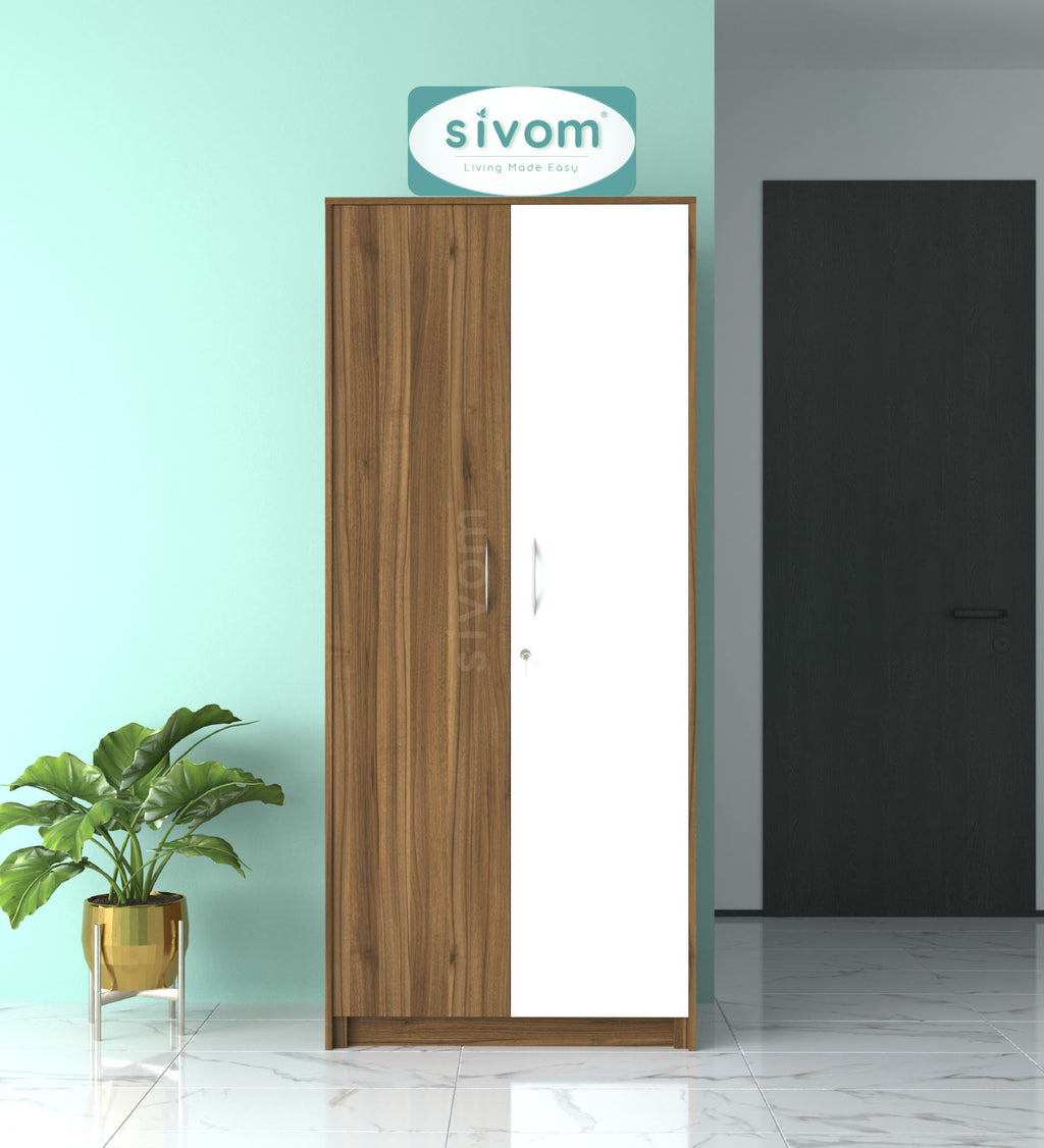 SIVOM Drogo Multipurpose 2 Door Wardrobe / Engineered Wood 2 Door Wardrobe for Modern Homes | Elegant Design & Premium Finish