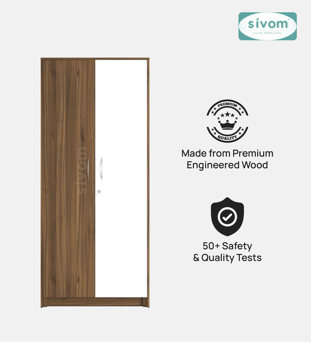 SIVOM Drogo Multipurpose 2 Door Wardrobe / Engineered Wood 2 Door Wardrobe for Modern Homes | Elegant Design & Premium Finish
