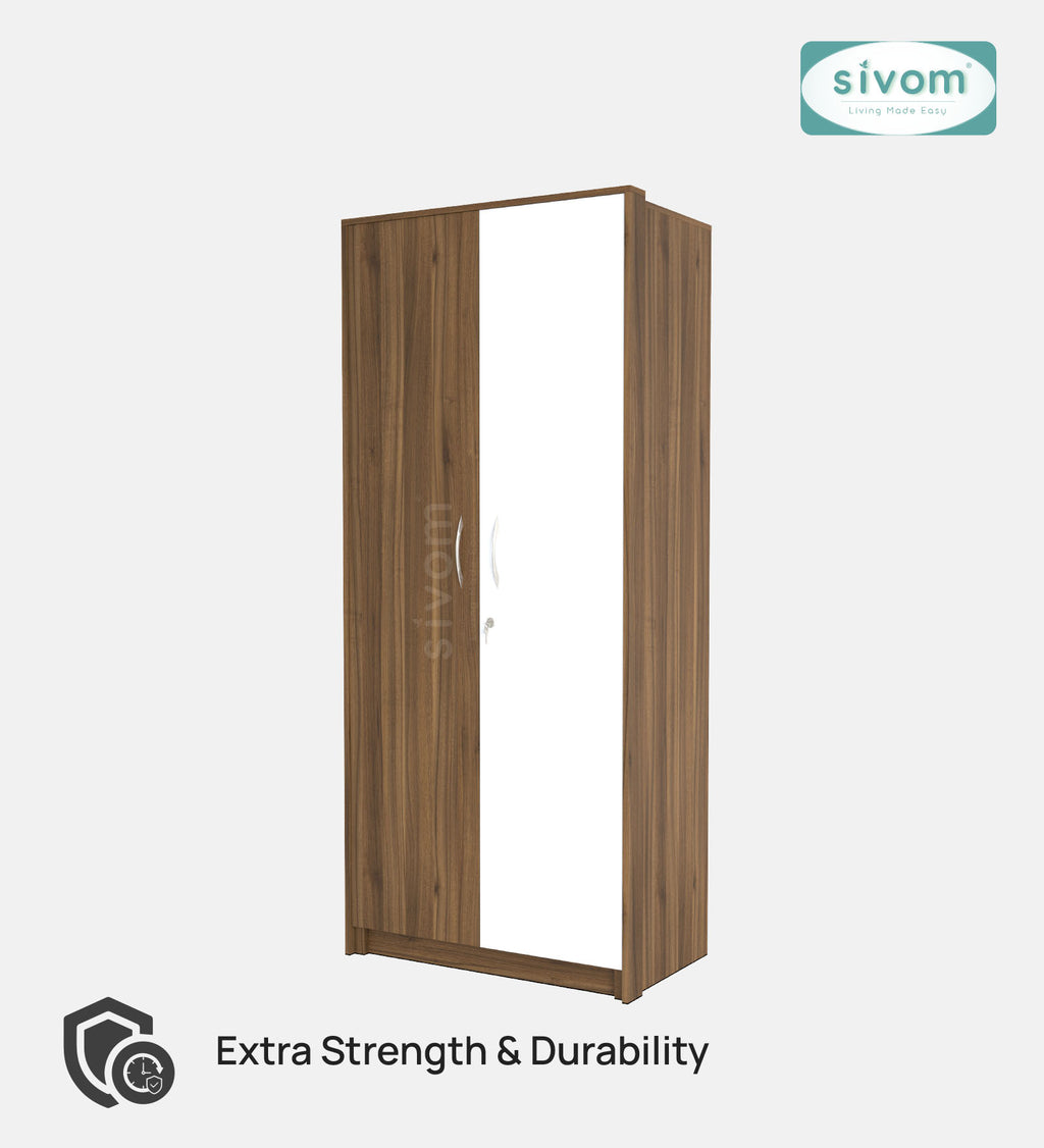 SIVOM Drogo Multipurpose 2 Door Wardrobe / Engineered Wood 2 Door Wardrobe for Modern Homes | Elegant Design & Premium Finish