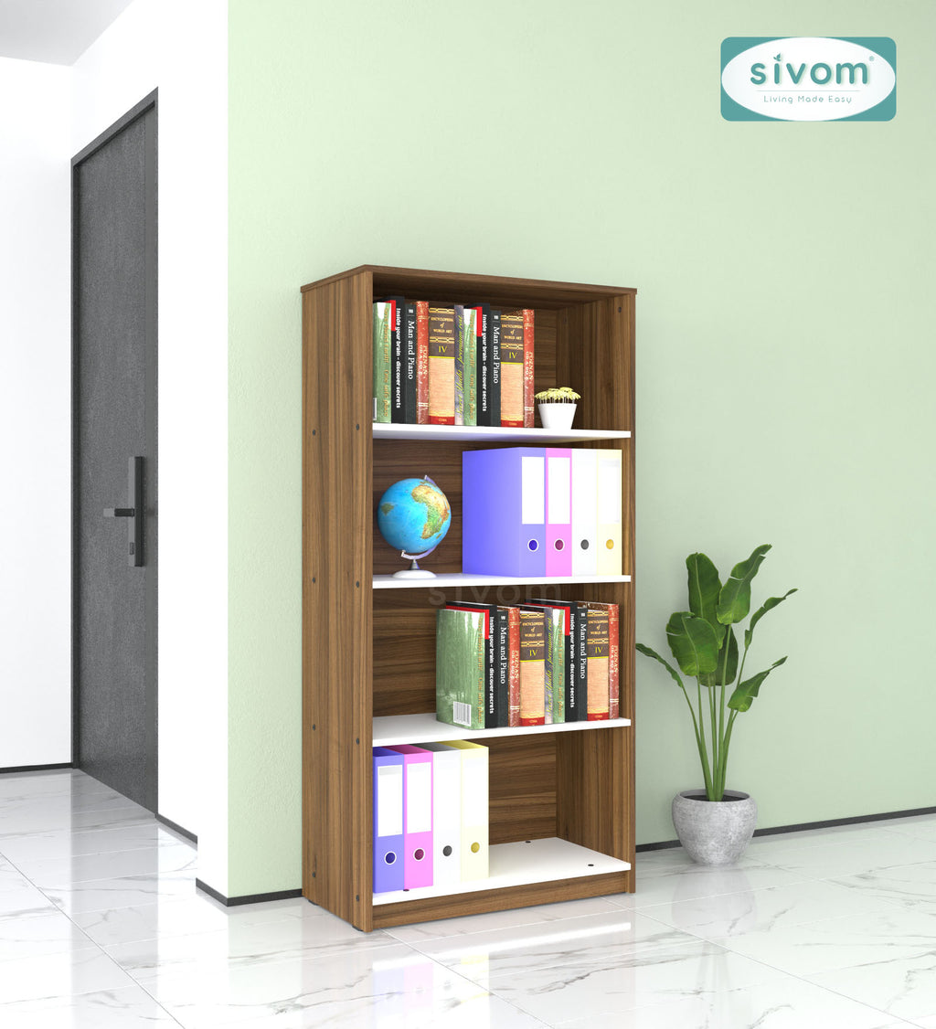 Sivom SIVOM Dwell Multipurpose Storage Rack/Study/Home/Office Engineered Wood Open Book Shelf for Modern Homes | Elegant Design & Premium Finish